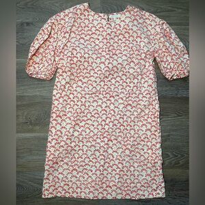 Ann Mashburn XS Puff Sleeve Cotton Dress Red Floral Romantic Southern prep $395